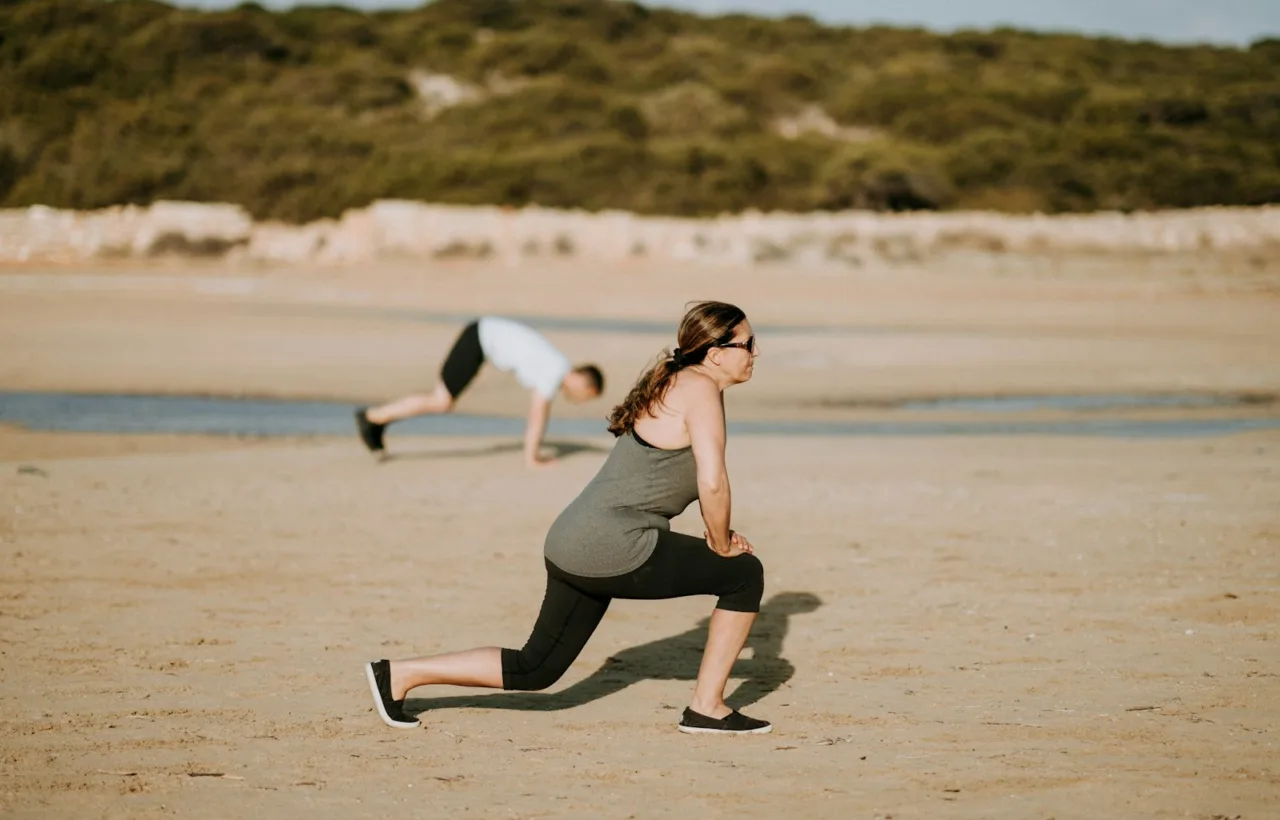 Woman doing a lunge to work her thighs